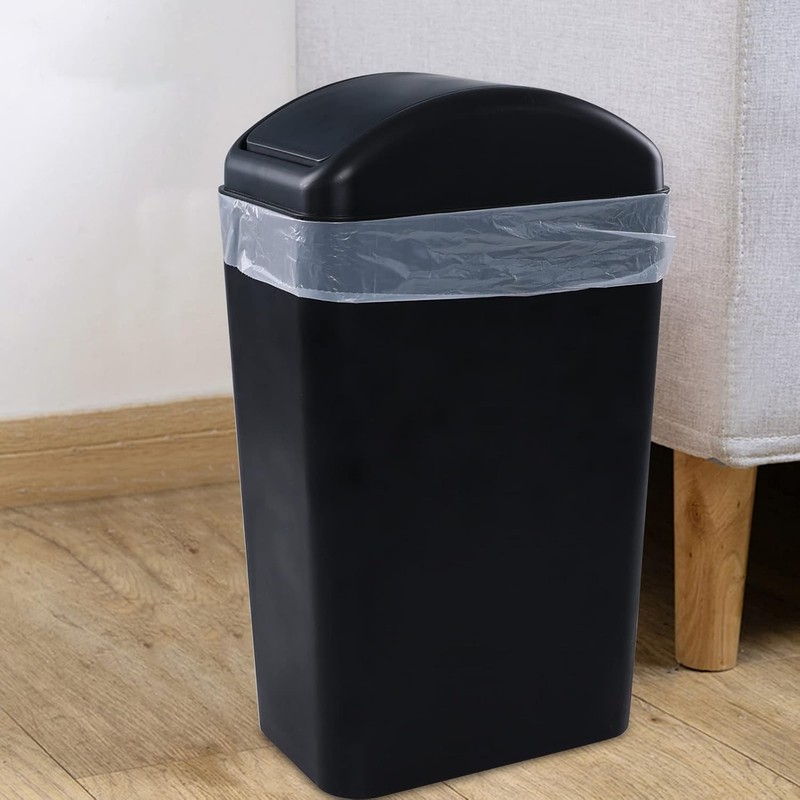Cubo de Basura de Plástico, Bote de Basura Negro con