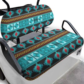 SEANATIVE Aztec Turquoise Golf Cart Seat Covers Heavy Duty Golf Cart Seat Blanket Travel Sports Cart Seat Cushion Covers for 2 Person Seats Club Car Golf Cart Accessories