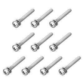 sourcing map M4 x 25mm 304 Stainless Steel Phillips Pan Head Machine Screws Bolts Combine with Spring Washer and Plain Washers 10Pcs