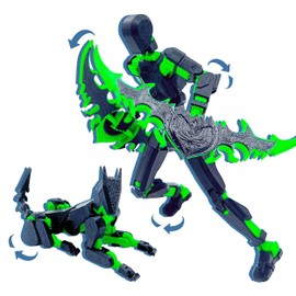 Uodofy (Assembly Completed T13 3D Action Figure Set,Dummy Robo Titan 13 Action Figures,3D Printed Multi-Jointed Toy (Pink + Black)