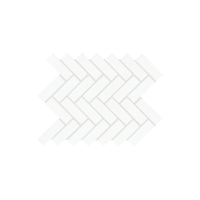 TileHQ 1" x 3" Ceramic Herringbone Mosaic in Semi-Gloss Arctic