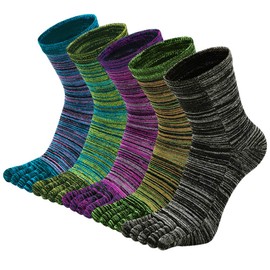 Vraquir Men's 5 Toe Socks, 9.4 - 11.0 inches (24 - 28 cm), Cotton, Athlete's Foot Protection, Antibacterial, Odor Resistant, Deodorizing, Men, Medium Thick, For Business Work, Safety Shoes, Durable