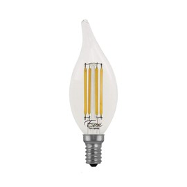 Euri Lighting VBA10-3020e-4, Dimmable LED BA10 Flame Tip Filament, 4.5W (50W Equiv) 500lm, 80 CRI, Warm White (2700K), E12, 120V, Wet Rated, UL, Energy Star, 3YR 15K HR WTY, 4-Pack