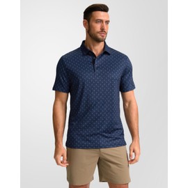 Obla Mens Golf Polo Shirts Short Sleeve Dry Fit Performance Moisture Wicking Casual Print Collared Golf Shirts for Men(Navy Golf Swing_M)