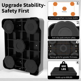 Adjustable Step Stool for Adults, Toddler Step Stools, 600 LBS Capacity Non-Slip Safety Step Platform for Elderly, Portable Stair Assist for Cars, Bedside, Kitchen, and Shower, Black