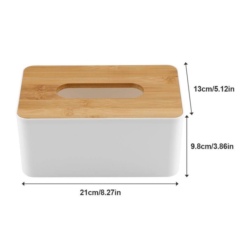 Napkin Case, Removable Bamboo/Wood Cover Plastic Tissue Box Holder Storage