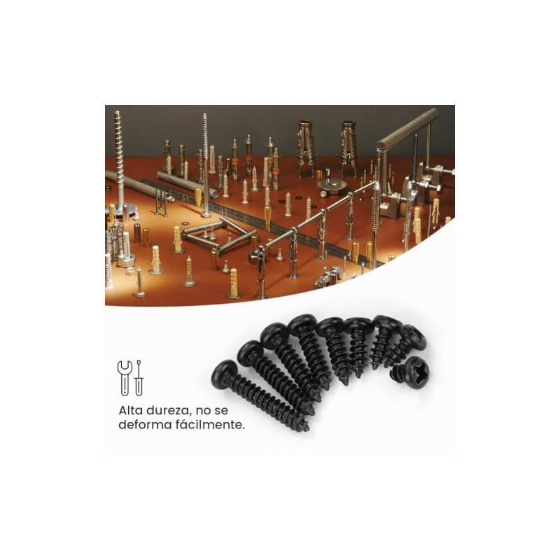 Tornillos Autorroscantes M3, Acero Inoxidable Negro de 450 Piezas M3