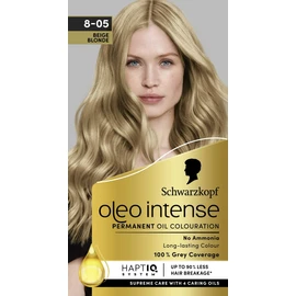 Schwarzkopf Oleo Intense Permanent Oil Colour 8-05 Beige Blonde Hair Dye, Perfect Grey Coverage, Conditioner with HaptIQ System, Long-Lasting Colour, Ammonia Free Hair Dye