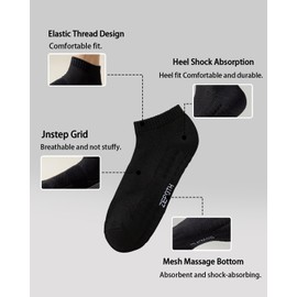 POTXRESD Men Ankle Socks 6 Pairs Athletic Running Socks Black Cotton Breathable Sport Wicking Work House Socks 6-12