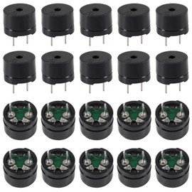 20Pcs 12085 Passive Buzzer 12MM*8.5MM 42R Resistance 3V 5V 9V 12V in Common Use Mini Piezo Buzzers Kit, Active Buzzer Electronic Alarm Magnetic Long Continuous Beep for Arduino