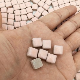 500g Square Ceramic Mosaic Tiles, 500 Pieces, 1 x 1 cm, Handmade Creative Micro Mosaic Pieces for Lovers, DIY Mosaic Projects and Home Decorations (Pink)