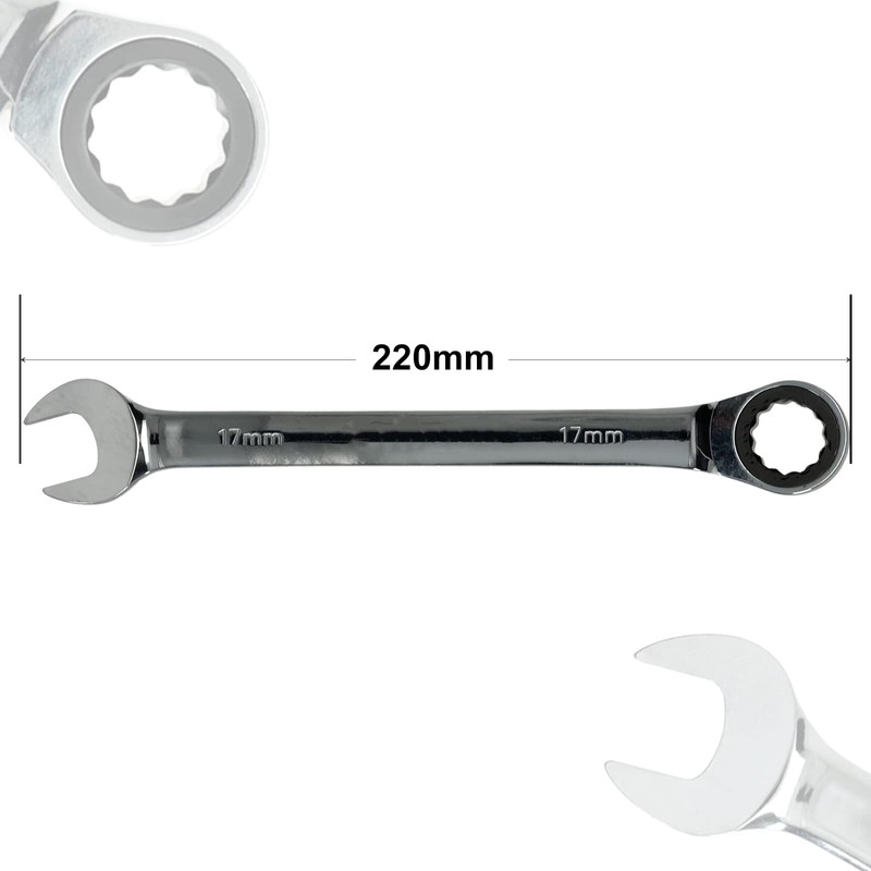 Seshin Buffalo 17mm Ratchet Spanner Steel Fixed Head Gear Wrench