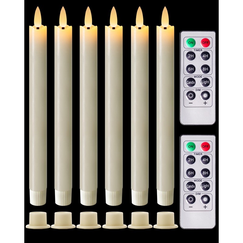 Homemory Real Waxy Flameless Taper Candles with Remote Timer, LED