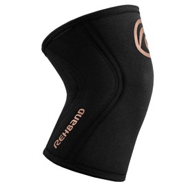 Rehband Knee Support for Weight Training, Knee Support for Cross Fit and Heavy Training, Knee Sleeve Made of 5 mm Neoprene, Available in Many Colours and Sizes, Unisex, Colour: Copper/Black, 1 Pair,