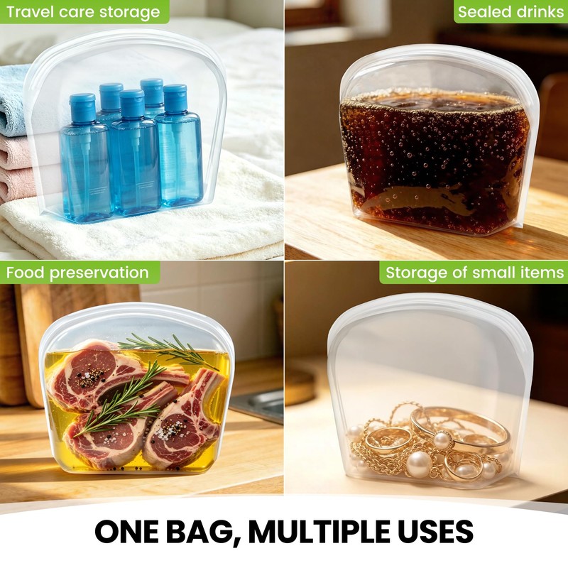 HE-SANQI Reusable Silicone Food Storage Bag, Extra Large 124oz/3500ml Stand