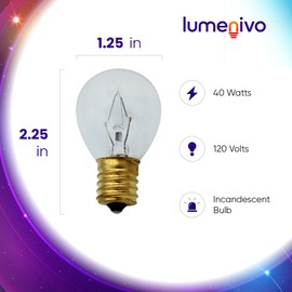 lumenivo 40 Watt Clear Incandescent Light Bulb 40W Light Bulbs for Lava Lamp, Garage Door Opener Lights, Decorative Light Replacement, Household Light, Bathroom Mirror Vanity Bulb - 120V - 2 Pack