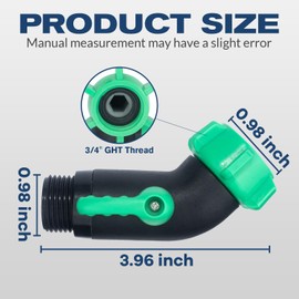 2 Packs 45 Degree Garden Hose Elbow Connector with Shut Off Valve, Heavy Duty Plastic Garden Hose Shut Off Valve, 3/4" GHT Hose Adapter for Faucet Extender with 1 Teflon Tape and 4 Washers