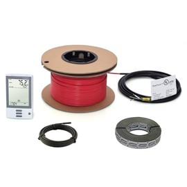 20 sqft 240V HeatTech 15-25 sqft Electric Radiant Floor Heating Cable System Kit, 80 ft Long Heating Cable + Digital 7-Day Programmable Thermostat UDG-4999 with Built-in GFCI and Floor Sensor