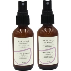 Remedios del Bosque 2 Pack Desodorante Natural en Spray Unisex con Lavanda y Toronja 60 ML, Ingredientes Orgánicos, Libre de Aluminio.