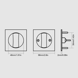 kingsea Matte Black Contemporary Pocket Door Lock for Square Entry, Bed/Bath, and Bathroom, Invisible Pocket Door Hardware for 1 3/8”to 2 3/16” Thickness Door