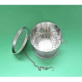 Commercial Grade D 3.9" X H 3.3" Genuine Stainless Steel 18/8 Perforated Round Strainer - One Touch Lock System - Restaurant & Home Use