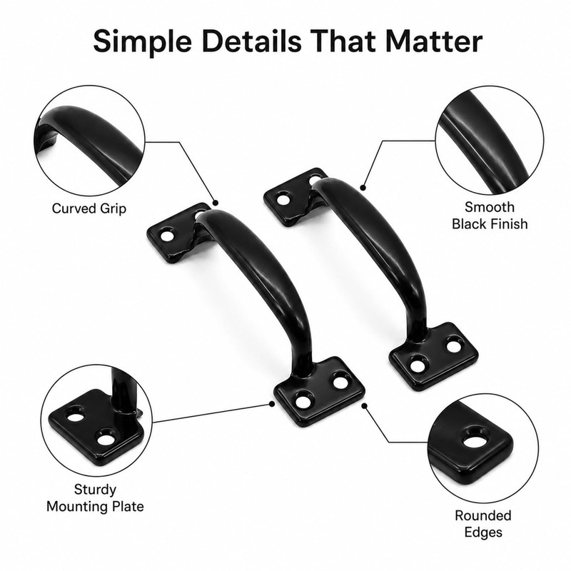 Gate Handle Pulls, 5 Inch Black Steel Door Handles for