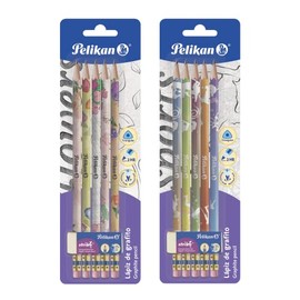 Pelikan Tarjeta de 5 Lápices de Escritura #2HB Triangular con Diseño