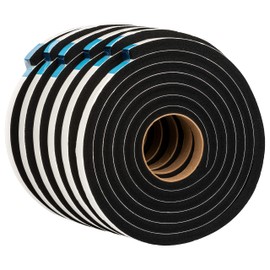Duck Brand Self Adhesive Foam Weatherstrip Seal for Extra Large Gaps, 60 Total Feet, Window and Door Seal Strip Foam Tape, 3/4-Inch Wide x 1/2-Inch Thick x 10-Feet Long, 6 Rolls, Charcoal (288072)