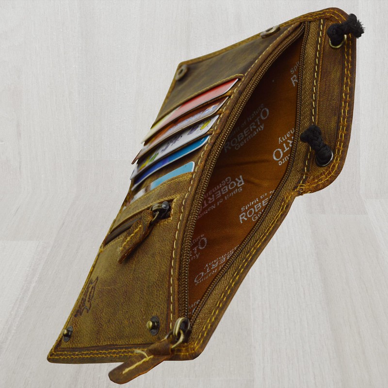 Roberto Genuine Leather Neck Pouch in Dark Brown, dark brown,