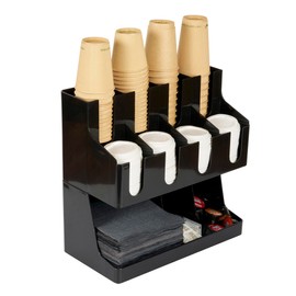 Restaurantware Restpresso Coffee Bar Organizer, 1 Count Durable 11 Compartments, Compact Size, Black Plastic Tabletop Coffee Supplies Organizer For Homes, Office Spaces, Breakrooms, and Lounges