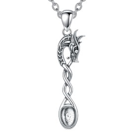 PELOVNY Spoon Necklace 925 Sterling Silver Dragon Necklace Mini Spoon Pendant Dragon Jewelry Christmas Birthday Gifts for Men Women Unisex