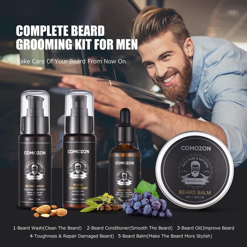 Beard Grooming Kit for Men, 12 in 1 Beard Growth