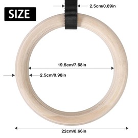 Gymnastic Rings with Adjustable Straps,132 lb Weight Capacity,Carabiner & Buckle Lock for Pull-Up Bars,Home Gym Strength Training