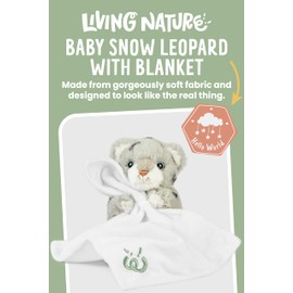 Living Nature Baby Snow Leopard Stuffed Animal Plush Toy | Includes Blanket | Fluffy and Cuddly Safari Animal | Soft Toy Gift for Newborns And Babies | Naturli Eco-Friendly, White