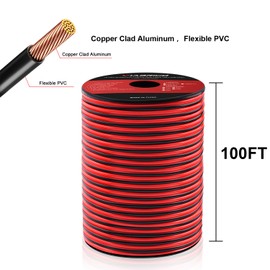 VIABRICO 12Gauge 100FT Electrical Wire Cable 2 Conductors Red Black Cable Hookup LED Lighting Strips Flexible Wire Extension Cord 12AWG Copper Clad Aluminum Copper Wire 12V/24V DC -30.5M