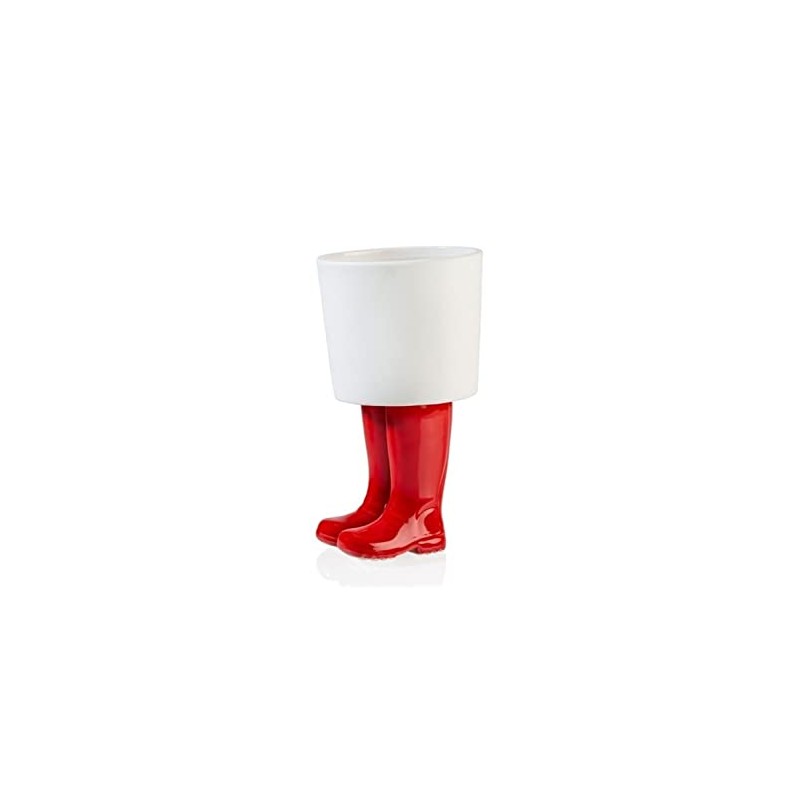 bitten Rubber Boots Mini Flower Pot in Red