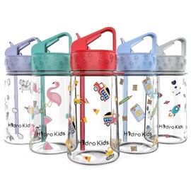 HydroKids Water Bottle with Straw – 400ml BPA Free Kids Water Bottles for School Travel Sports – Leakproof Childrens Drink Bottle for Girls Boys Childs
