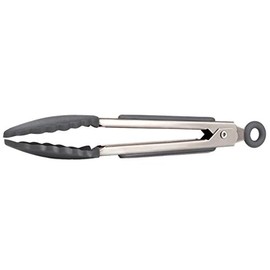 Tovolo Stainless Steel Handled Turner Wide Silicone, Mini Tongs, Charcoal