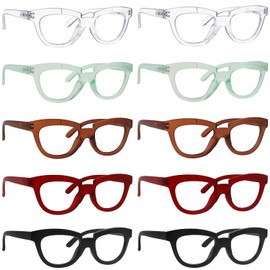 BLUELESS Half Moon Reading Glasses Women 10-pack Ladies Readers +2.00