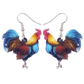 NEWEI Acrylic Floral Cute Rooster Chicken Earrings Dangle Drop Fashion Farm Animal Jewelry For Girls Women Ladies Gift (Multicolor)