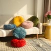 Hig Juego Almohadas Decorativas Redondas Plisadas Terciopelo Azul Polvoriento