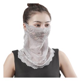 [FonVan] Women's Face Cover, No Stiffling, 4-Way Neck Cover, Neck Guard, Ear Hook, Neck Guard, For Summer, Quick Drying, Cute, Mesh, Lace, Face Mask, UV Protection, Sunburn/UV Protection,