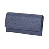 Kyowa Ostrich Long Wallet, Women's, Genuine Leather, Half Point, navy