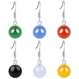 Bellitia Jewelry 925 Sterling Silver Onyx Earrings for Women Girls Green Red White Yellow Blue Black Onyx Gemstone Drop Earrings Earring Hook 8 mm, Sterling Silver, Onyx