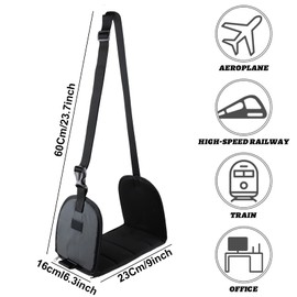 Airplane Footrest, Portable Adjustable Airplane Leg Rest, Height Adjustable Footrest, Foot Hammock Airplane with Memory Foam, Leg Hammock Plane for Airplanes, Office, Dorm, Black