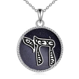 YFN Chai Necklace Sterling Silver Lapis Lazuli Chai Pendant Necklace Hebrew Jewelry for Women Jewish Gifts for Women