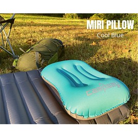 CAMPWAY Inflatable Camping and Travel Pillows with Travel Bag- Water-Resistant-Compressible Air Pillow for Neck and Back Support-Packable Pillow for Camping-Hiking and Backpacking-Pack of 2-Cool Blue