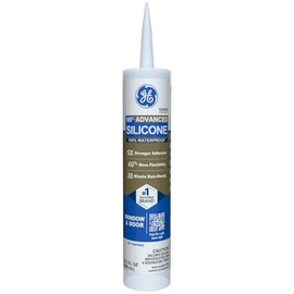 GE Advanced - Calafateo de silicona para ventana y puerta, transparente, cartucho de 10 onzas líquidas, 1 paquete - Sellador de silicona 100% impermeable, 5 veces más fuerte, a prueba de encogimiento