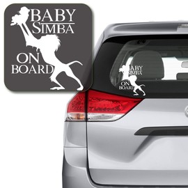 Yoonek Graphics Baby Simba on Board Rafiki KingDecal Sticker for Car Window, Laptop and More. # 1118 (10" x 8.6", White)