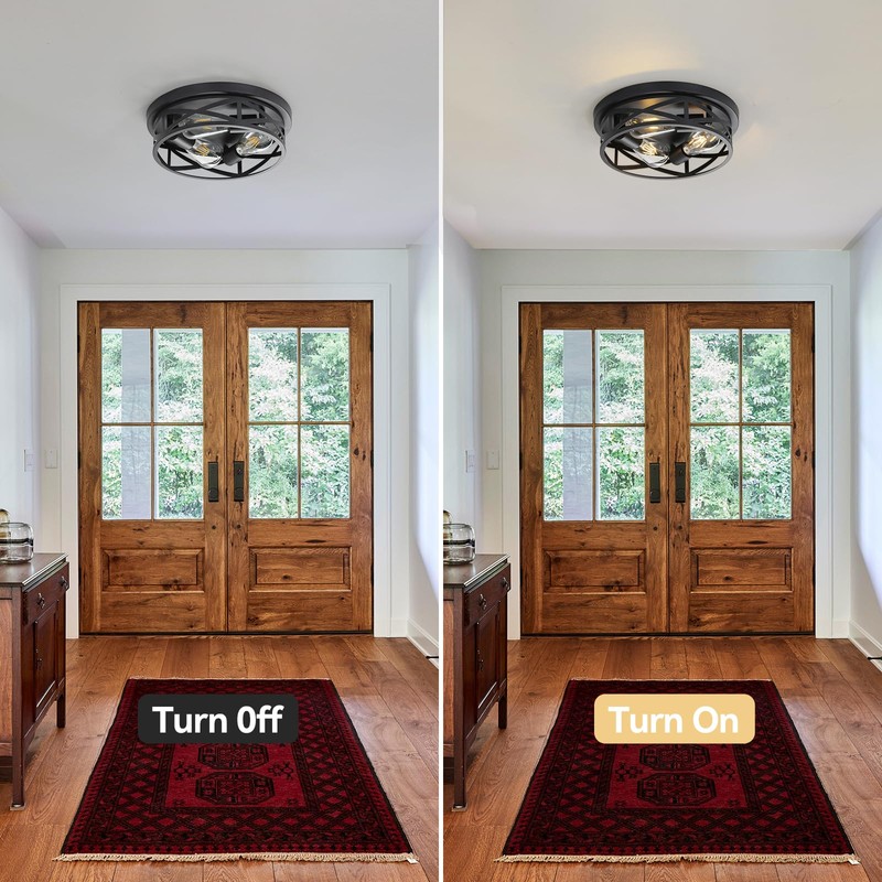 Youroke 3-Lights Farmhouse Flush Mount Ceiling Lights, 13 Inch Indoor